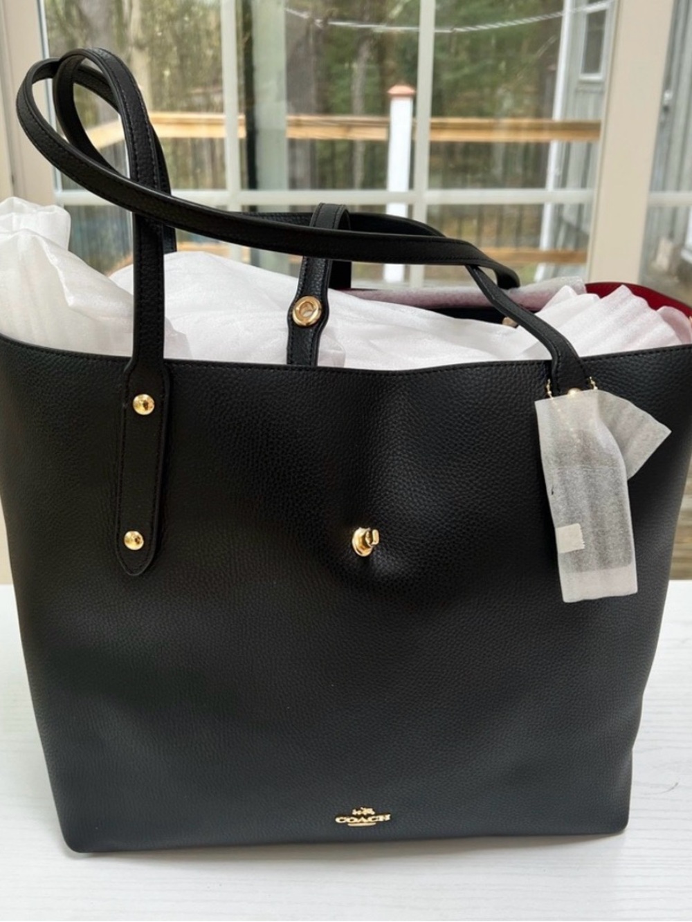 Coach NWT Market Tote $295 black w red - Picture 2 of 9